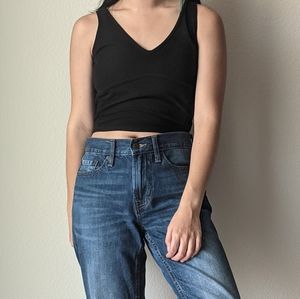 Fitted V-Neck Crop Top